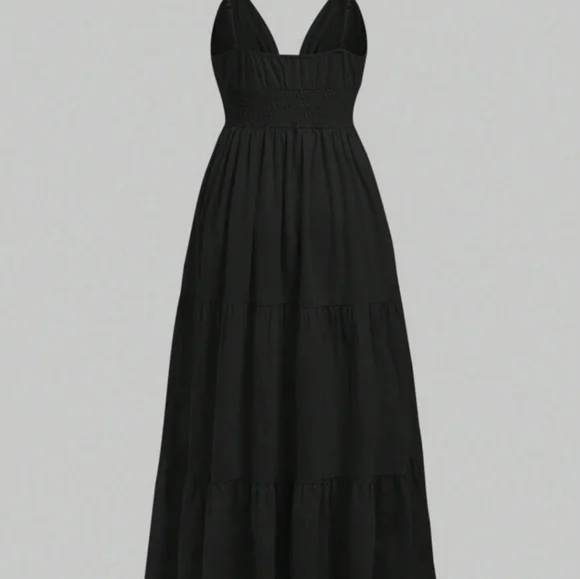 Large Medium Black and Gold Embroidered Women's Dress Celestial Sun Star Maxi - Picture 8 of 9